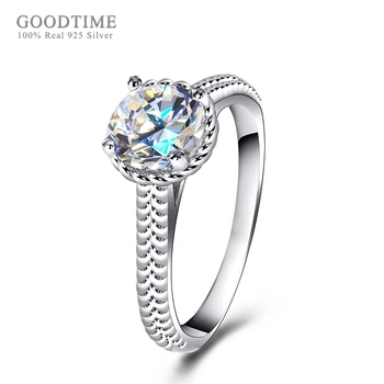 Nemes Nők Esküvői Gyűrű 100% 925 Sterling Ezüst Gyűrű, Ékszerek, Kiegészítők Kristály Cirkon Gyűrű Ajándék Lány Fél Dress Up