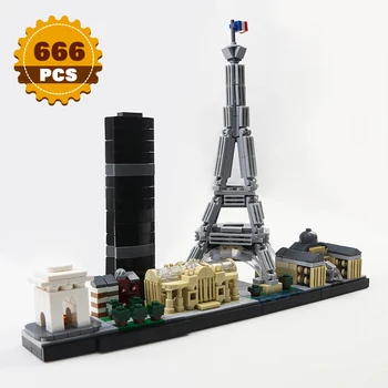 Moc Város Építészeti Párizsi Épület Épület-Blokk, Skyline Épület Eiffel-Torony A Város Street View House Modell Gyermekek Játék, Ajándék
