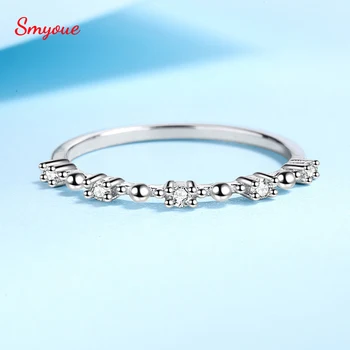 Smyoue Igazi Moissanite Gyűrűk, a Nők 100% - Os 925 Sterling Ezüst Ékszer Születésnapi Ajándék Ujját Fél Sor Gyűrű Nagykereskedelmi 0.075 ct